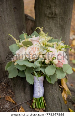 bouquet of the bride in the park