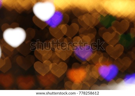 Bokeh heart colorful  in  night time and black background, bokeh heart for background, colorful light