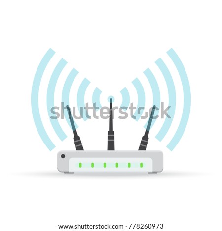 Wireless ethernet modem router sign, Vector illustration. Isolated on white. Royalty-Free Stock Photo #778260973
