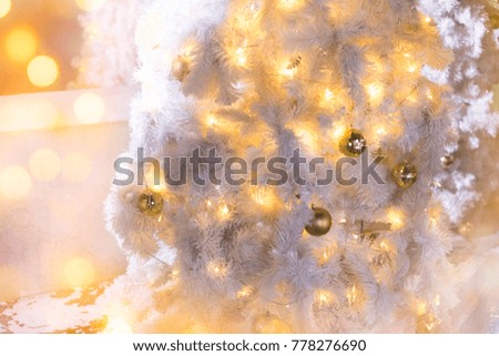 White tree and light Christmas background