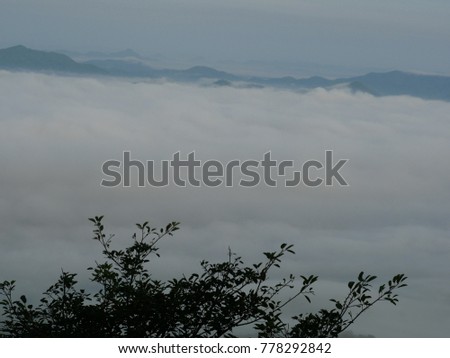 Mountains and mist in the morning.