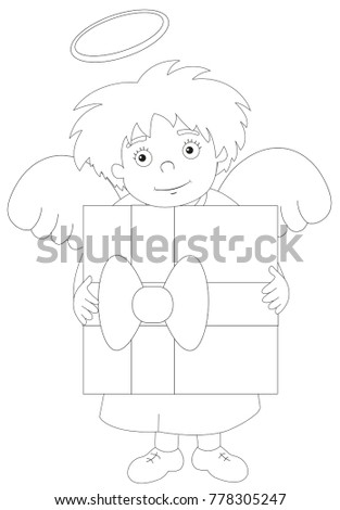 Angel carrying a big box