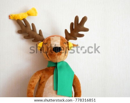Christmas celebration with Reindeer doll on white background
