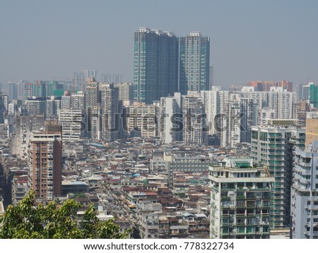 A sea of apartment buildings illustrate a good picture of the densely populated Macau.