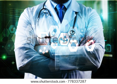 Doctor in futuristic medical concept
