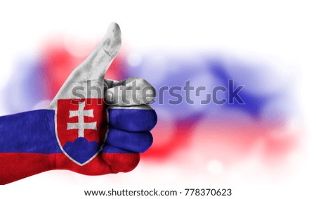 hand thumbs up, flag of Slovakia.
