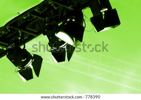 Stage lights, green toned