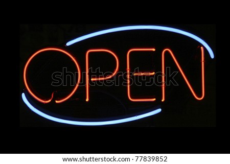 Open neon signage