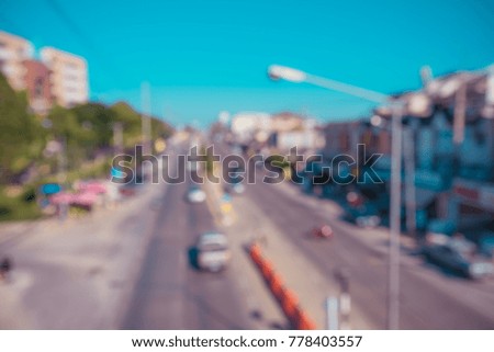 View from high angle blur image of Highway on day time with bokeh for background usage.(vintage tone)