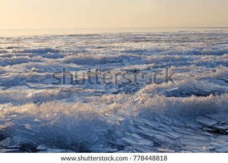 Lake Balaton in Winter, Hungary. Ice background.