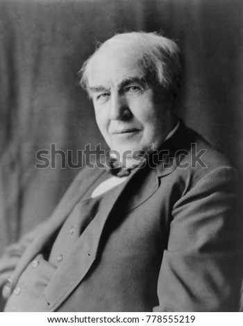 Thomas Alva Edison in 1922. He remained active until his death in 1929 at age 84 Royalty-Free Stock Photo #778555219