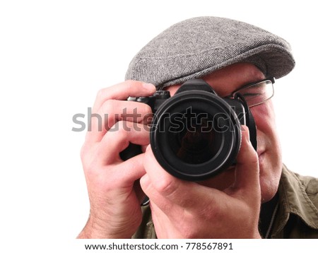 Male Photographer isolated on white