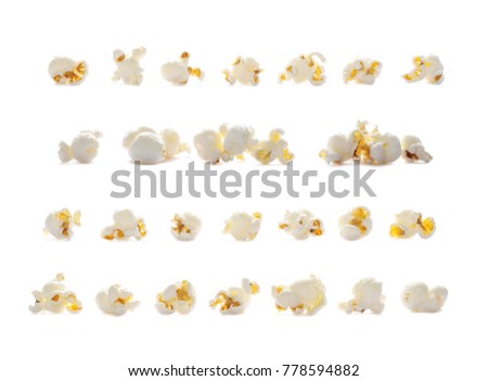 set popcorn isolated on white background