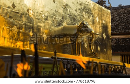 Golden elephant at the pagoda Wat Phra Sing