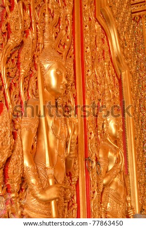 Carved temple doors. thailand