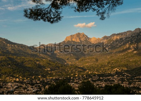 mountain valley at sunset