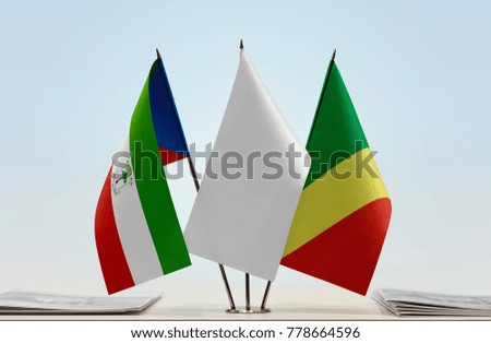 Flags of Equatorial Guinea and Republic of the Congo with a white flag in the middle