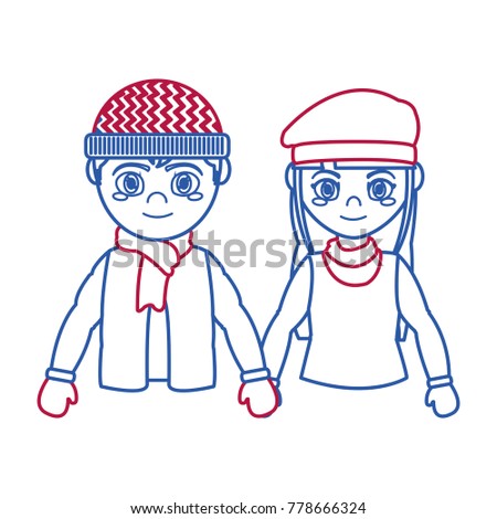 Couple with winter cloth design