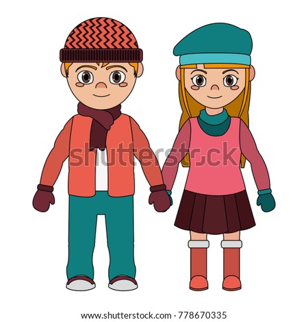 Couple with winter cloth design