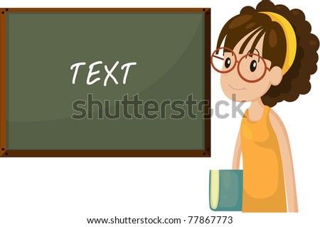 Vector illustration of schoolgirl and blackboard.