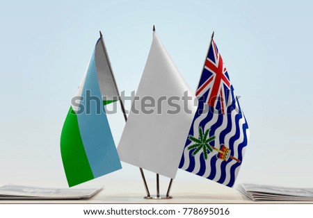 Flags of Djibouti and British Indian Ocean Territory with a white flag in the middle
