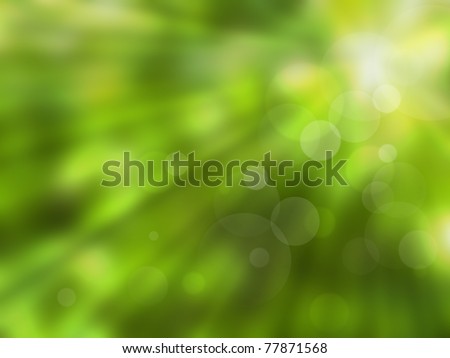 Green abstract blur nature background with sun rays