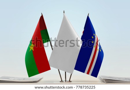 Flags of Burkina Faso and Cape Verde with a white flag in the middle