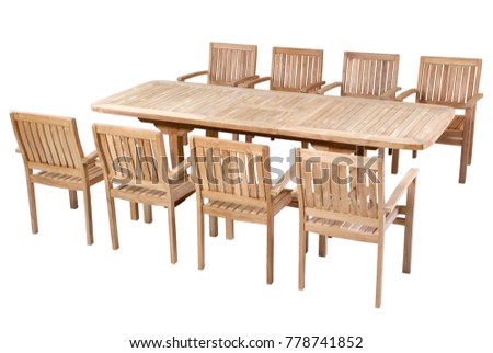 Teak Garden Furniture set in white background