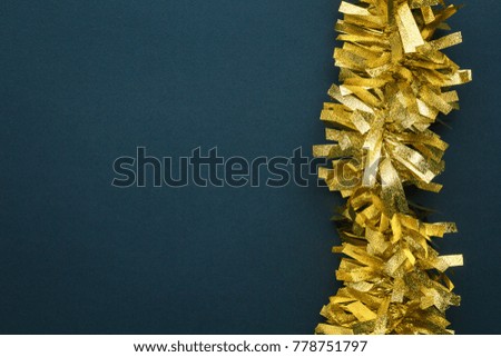 gold stripe decoration on a blue background, garland yellow