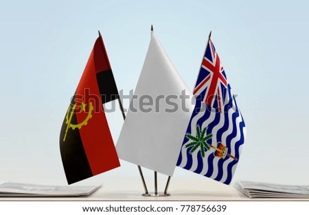 Flags of Angola and British Indian Ocean Territory with a white flag in the middle