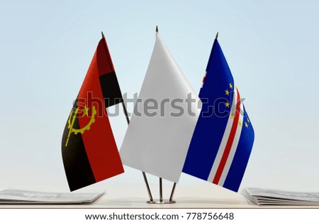 Flags of Angola and Cape Verde with a white flag in the middle