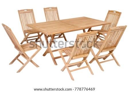Teak wood garden furniture set, Teak garden furniture isolated in white background