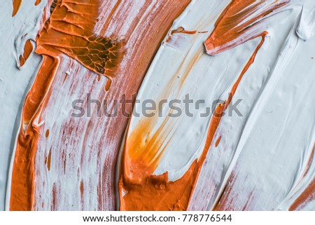 white and orange  oil paint brush strokes texture background  -mixing