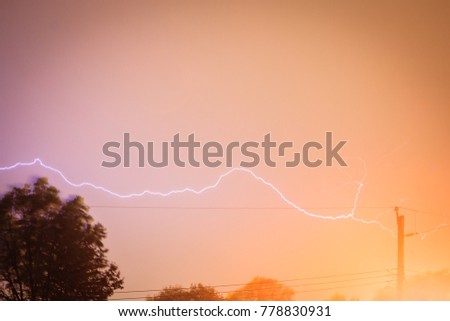 Lightning striking at Akron, Ohio, October 2017.