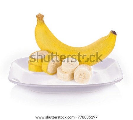 Bananaon plate  isolated on white background.