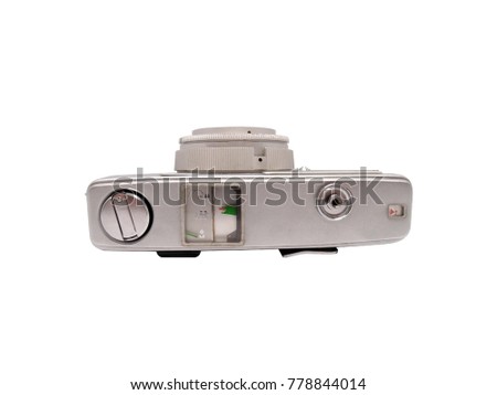 
Retro, old, vintage and classic film camera object on isolated white background for hipster fashion on holiday and vacation