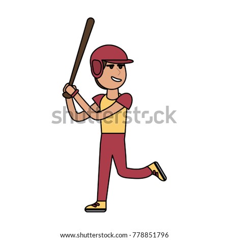 Man playing baseball cartoon