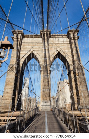 The iconic Brooklyn Bridge in New York City, 2014