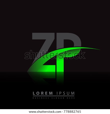 initial letter ZP logotype company name colored green and black swoosh design. vector logo for business and company identity.
