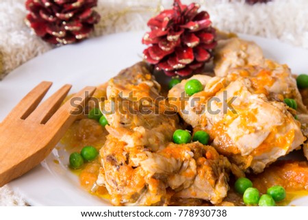 Christmas food, rabbit stew