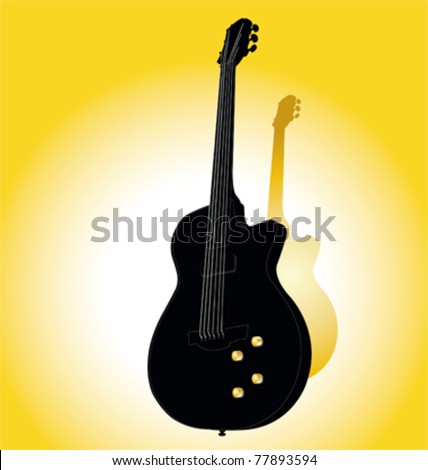 Vector illustration of black guitar silhouette