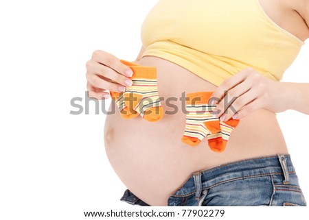 picture of beautiful pregnant woman belly and twin socks