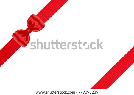 Set of party satin red ribbon bow with ribbons isolated on white background