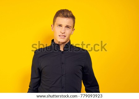 business man on a yellow background                               