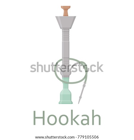 Hookah flat with pipe for smoking tobacco and shisha. Isolated on white background. Vector illustration