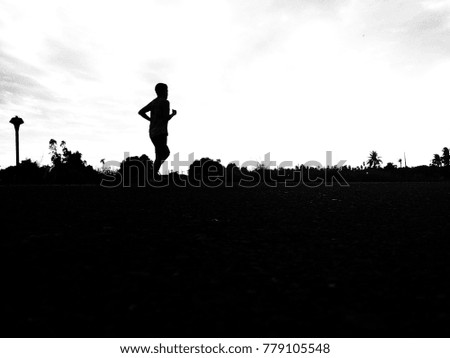 Black and white color human running with nature.