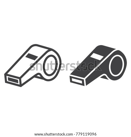 Whistle line and glyph icon, fitness and sport, referee sign vector graphics, a linear pattern on a white background, eps 10.