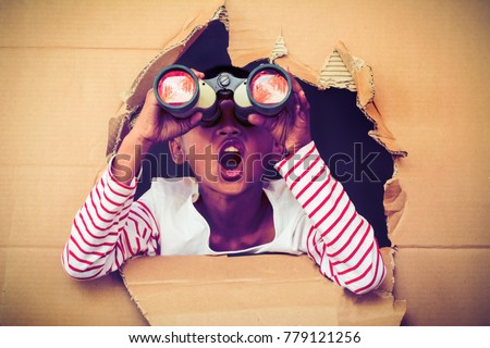 Endoscopic boys are out of cardboard boxes. Royalty-Free Stock Photo #779121256