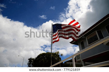Waving American flag in Honolulu