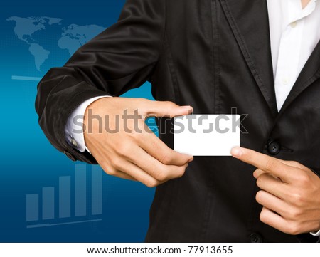 Business man with empty card in hand